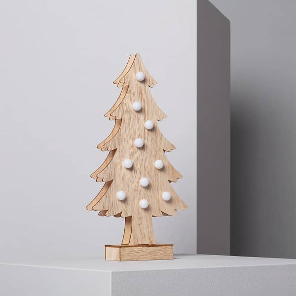led kerstboom van hout met batterij