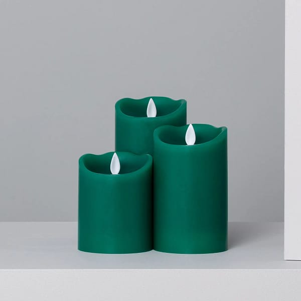 set van 3 groene led kaarsen special flame 1